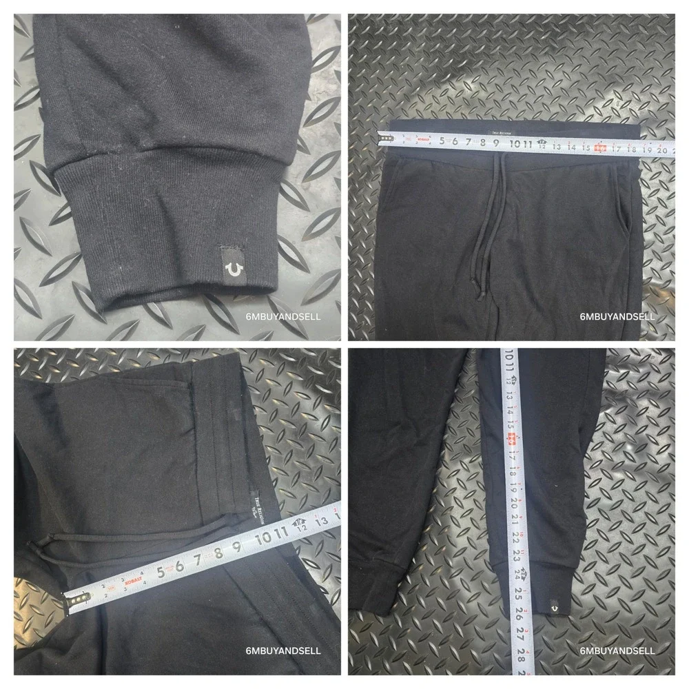 True Religion Mens Black Jogger Sweatpants Drawstring Fleece‎ Pants L 36809-00